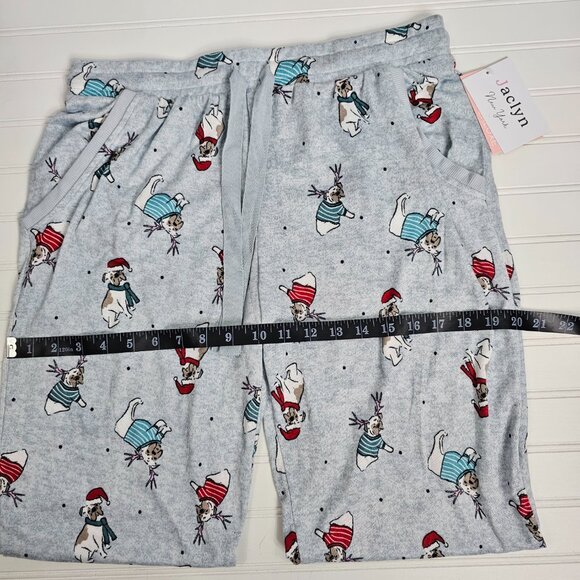 Jaclyn Grey Holiday Puppy Print Cloud Soft Pajama Pants Women's Size L NWT - Picture 9 of 11